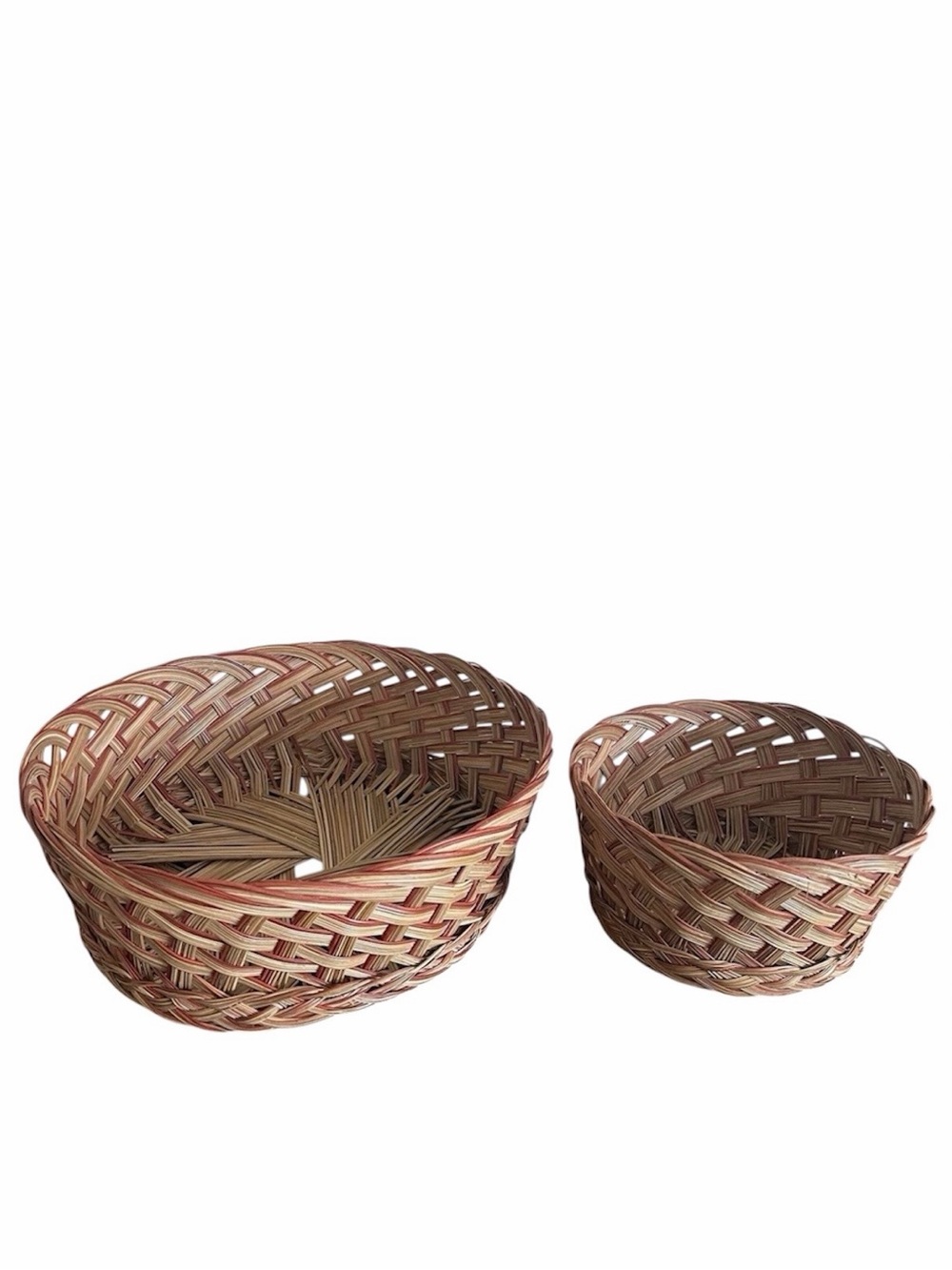 Decorative Woven Round Basket Set Of 2 Home Decor Storage Organizers